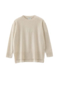 N.284 Cashmere High Low Crew - Pearl Shell