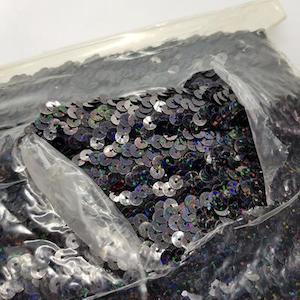 Black Holographic Stretch Sequin Braid – 30mm