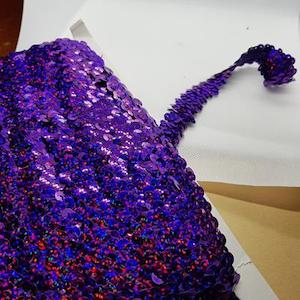 Products: Purple Holographic Stretch Sequin Braid – 20mm