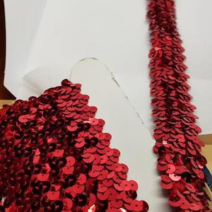 Products: Red Sequin Stretch Braid – 30mm