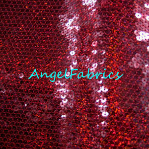 Red Holographic Sequin Mesh