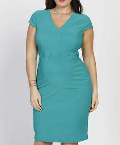 Dresses-Breastfeeding: Maternity Zipper Nursing Party Dress with Zipper Opening - Jade Green