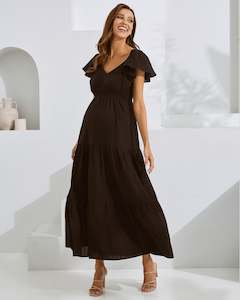 Dresses-Maternity: Serena Maternity Cotton Dress in Black