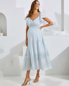 Dresses-Maternity: Lila Baby Shower Maternity Sundress in Ice Blue