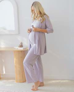 Maternity Casual Tops: Maternity Versatile  Lavender Cardigan With Removable Belt