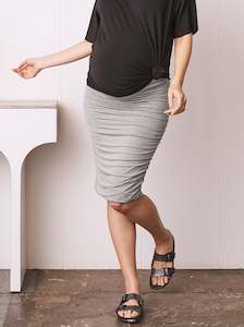 Maternity Skirts Sale: Maternity Fitted Skirt in Marl Grey