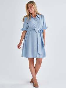 Sold Out: Poppy Maternity Tencel Shirt Dress In Blue