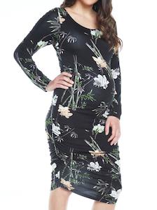 Maternity Bodycon Long Sleeve Print Dress - XS ONLY