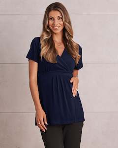 Work From Home: Bree Maternity Crossover  Work Top - Dark Navy