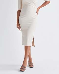 Athena Maternity Pencil Midi Skirt In Cream