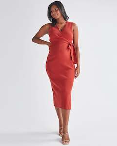 Nursing Knitwear: Barbara Knit Maternity Midi Dress in Radiant Red