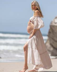 Baby Shower Dresses: Chantal 2 piece Maternity Photoshoot  Dress in Nude Pink