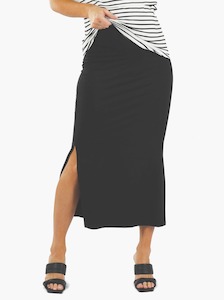 Bamboo Maternity Clothes: Maternity Maxi Skirt in Black Bamboo