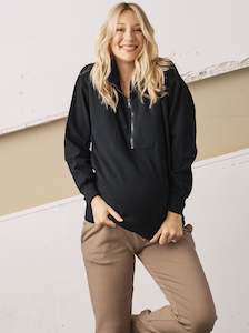 Stay Cozy Maternity Tracksuits: Calla Maternity Sweatshirt Top in Black