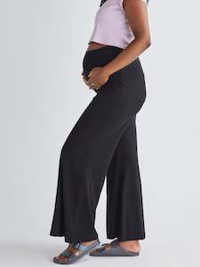 Black Pants: Debra Wide Leg Maternity Bamboo Pants in Black