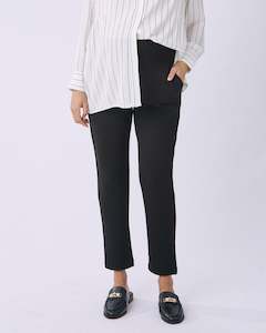 Black Pants: Alana Relaxed Ponti Maternity Black Work Pants - Ankle or Full Length