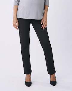 Black Pants: Zoe Straight Cut Ponte Maternity Work Pants - Black