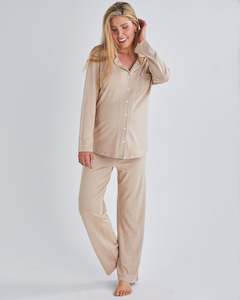 Stephanie 2-Piece Nuvem™ Winter Maternity Sleepwear Set in Almond Milk