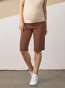 Maternity Shorts Sale: Nina Maternity Wide Leg Bamboo Shorts - Chocolate