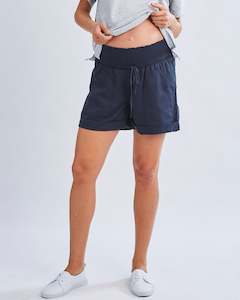 Maternity Denim Tencel Shorts In Navy & Black