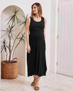 Martina Maternity & Nursing Maxi Dress in Black