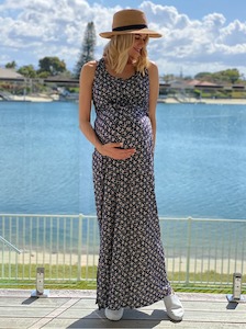 Maternity Maxi Dress in Navy Print