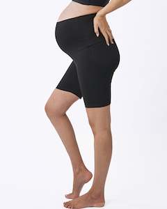 Loungewear Pants: Black Maternity Cotton Bike Shorts