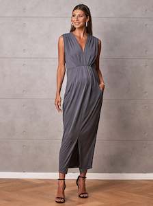 Maternity Evening Dress in Excalibur Grey