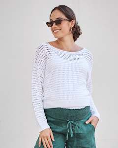 Jumpers: Valerie Maternity Crochet Sweater White