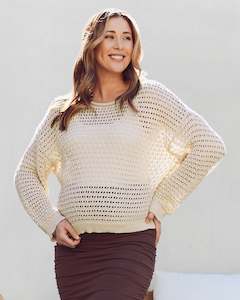 Valerie Maternity Crochet Sweater Beige