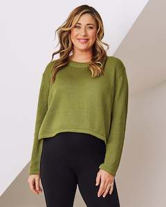 Jumpers: Phoebe Maternity Cropped Knit in Green