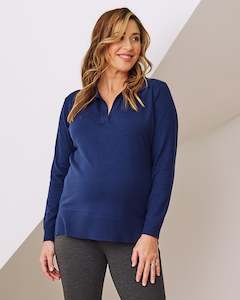 Jumpers: Jolie Maternity Polo Knit in Navy