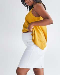 Maternity White Denim Skirt