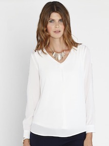 Nursing Top－Layered Chiffon Breastfeeding Blouse - White