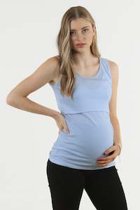 Maya Maternity & Nursing Cotton Tank - Powder Blue