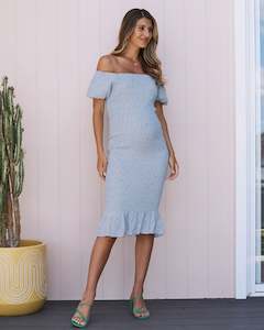 Celine Baby Shower Smock Dress in Blue