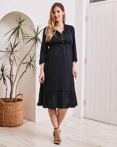 Stelle Baby Shower Button Front Dress in Navy