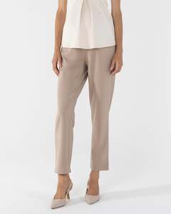 Donna High Waist Maternity Work Pants in Beige