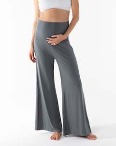 Debra Wide Leg Maternity Bamboo Pants in Grey