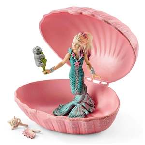 Toy: Schleich Mermaid with Baby Seal in Shell - Free With Purchase