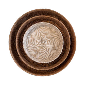 RATTAN TRAY | THREE SIZES | BROWN