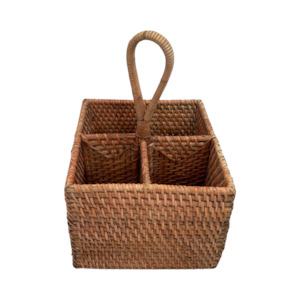 Rattan Cutlery Holder | Brown