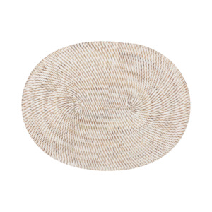 OVAL RATTAN PLACEMAT / WHITE WASH