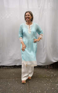 INDIA SILK TUNIC | LONG | TURQUOISE