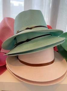 Hats: TRAVAUX EN COURS - BORSALINO HAT LEATHER STRAP | TURQUOISE