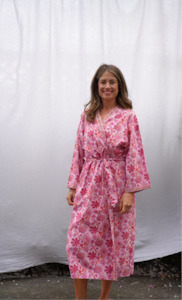 COTTON BLOCK PRINT KIMONO | PINK