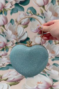 Glitter Heart Clutch - Blue