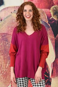 Maura Cashmere Cotton Jumper - Magenta | SALE