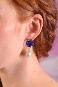 Jewell Earrings - Pearl Drop Blue