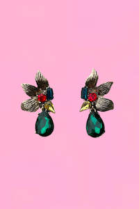 Flora Drop Earrings - Green